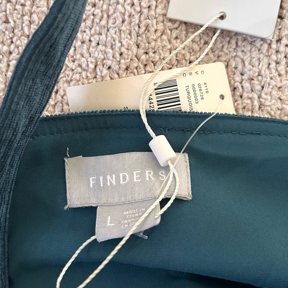 finders keepers anthro corduroy silver buckle snap button turquoise crop top - Picture 3 of 6